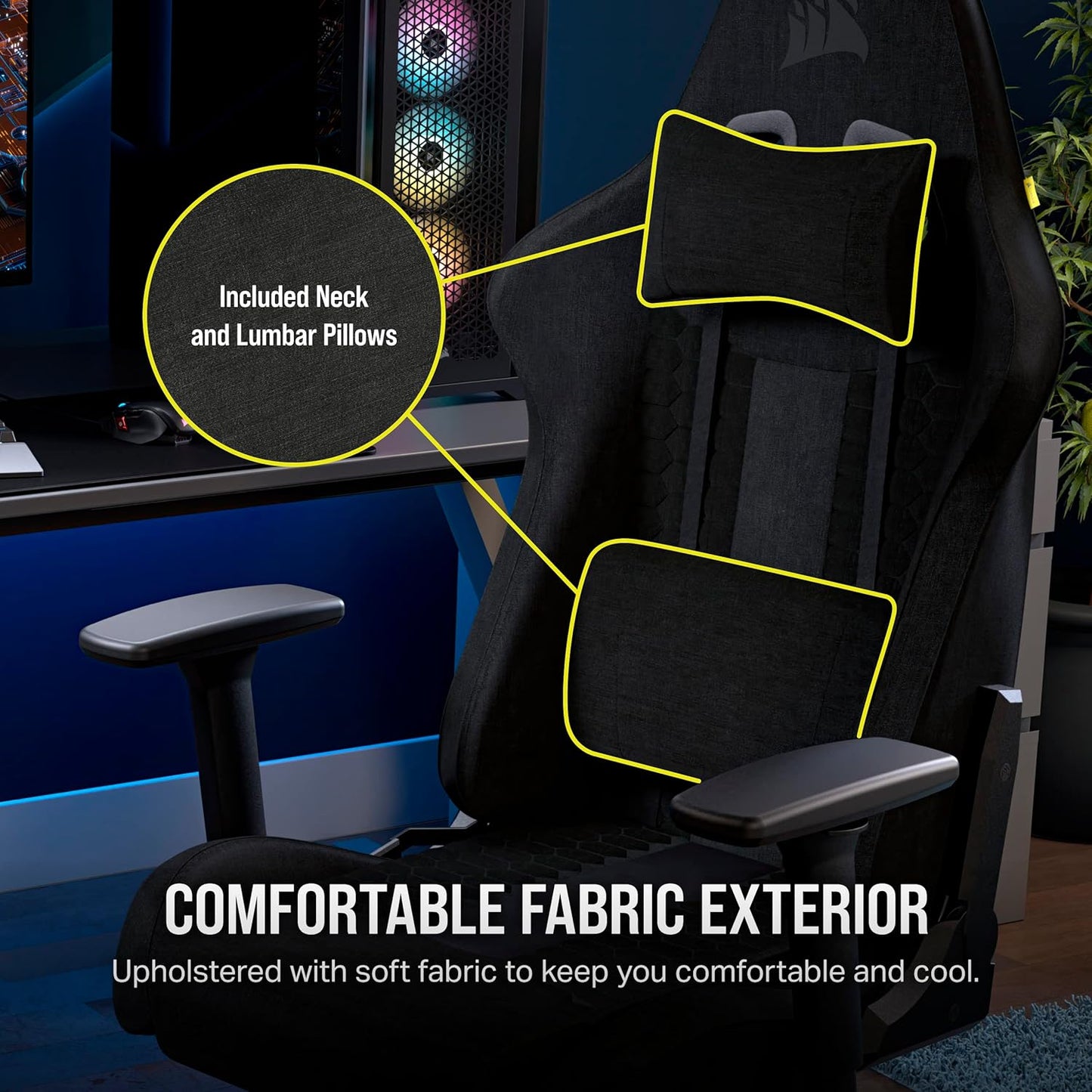 Corsair CF-9010051-WW TC100 Relaxed Fabric Gaming Chair - Black