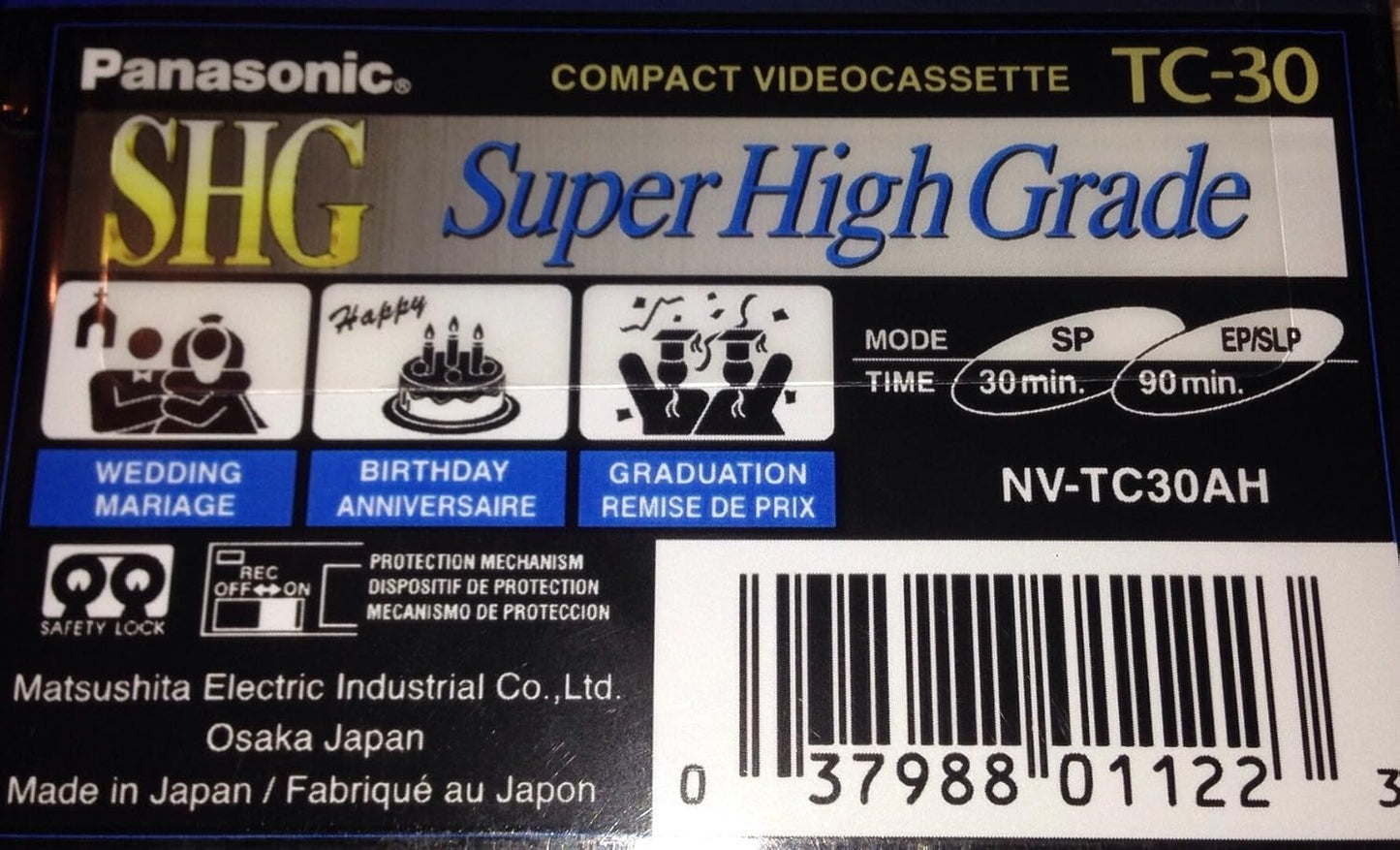 Panasonic NV-TC30AH Premium High-Grade VHS-C Videocassette