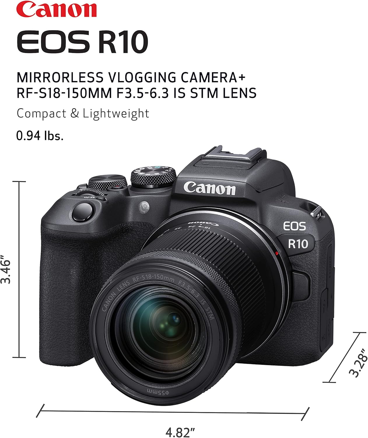 Canon 5331C016 EOS R10 Mirrorless Camera with 18-150mm Lens