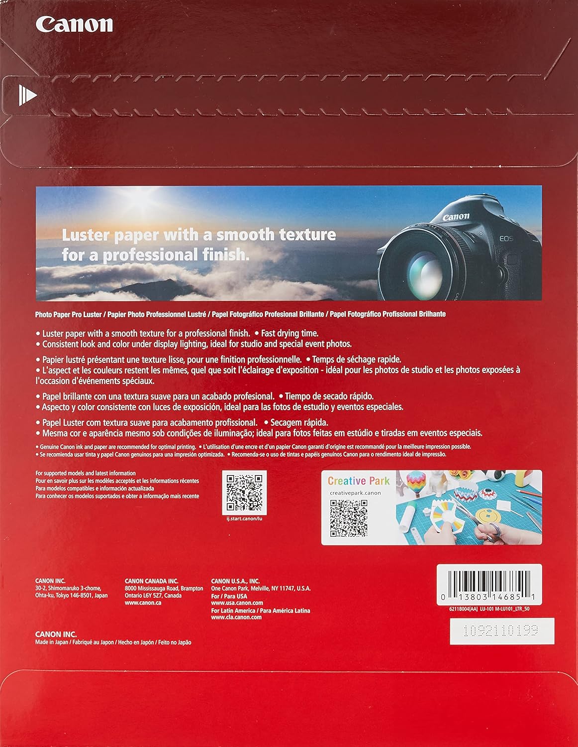 Canon LU-101 LTR(50) Luster Photo Paper - Letter Size