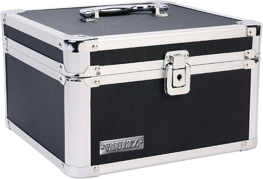 Vaultz VZ03993 Lockable Portable Safe Box, Black, 10x10x6.5 Inch