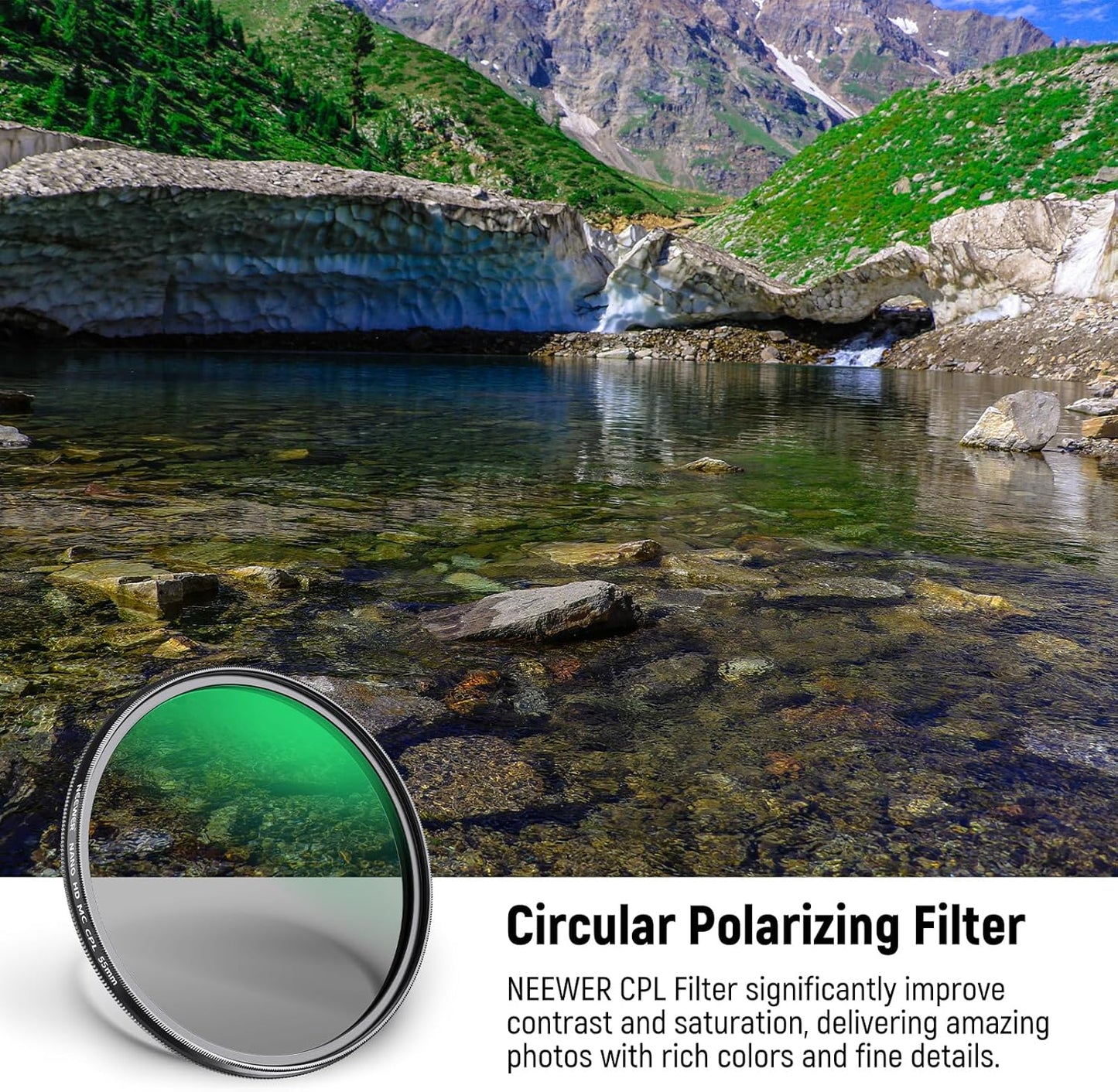Neewer 55mm CPL Polarizer Filter Multi-Coated Lens