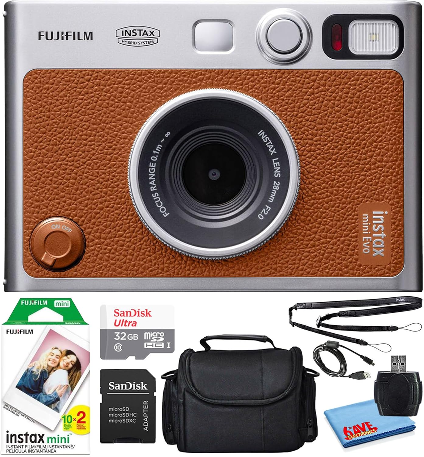 Fujifilm Instax Mini EVO Instant Camera Bundle - Brown