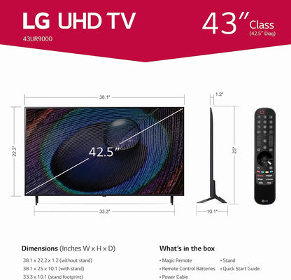 LG 43UR9000PUA 43" 4K Smart TV, Alexa Built-in, 60Hz
