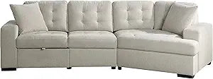 Lexicon Millstone Sectional Sofa Beige Pull-Out Ottoman