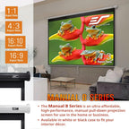Elite Screens M100H 100-INCH Manual Pull Down Projector Screen