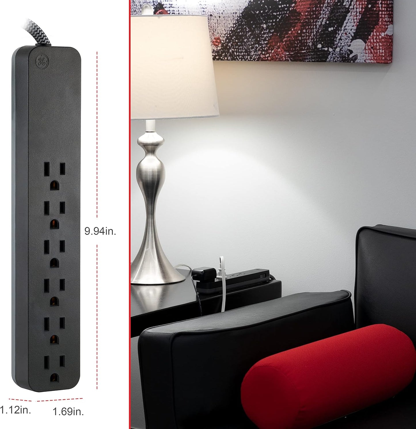 GE 62692 6-Outlet Surge Protector Power Strip