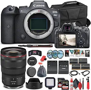 Canon 4082C002 EOS R6 Mirrorless Camera 24-70mm Lens Bundle Renewed