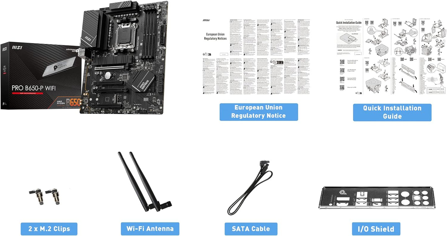 MSI PRO B650-P WiFi ProSeries Motherboard AMD AM5 Renewed