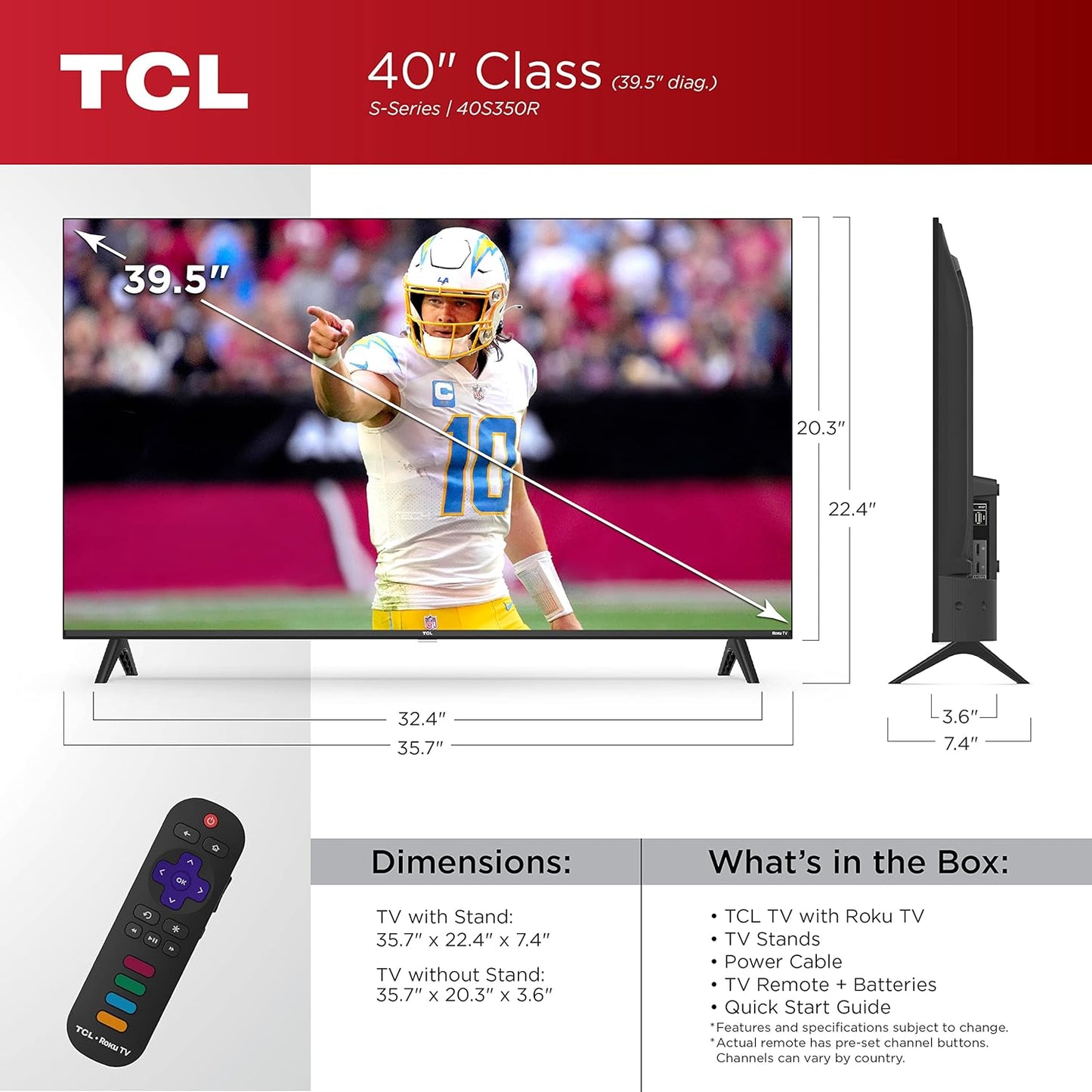 TCL 40S350R 40-Inch 1080p Roku Smart TV (2023)