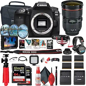 Canon EOS 90D DSLR Camera with 24-70mm Lens Pro Bundle (Renewed)