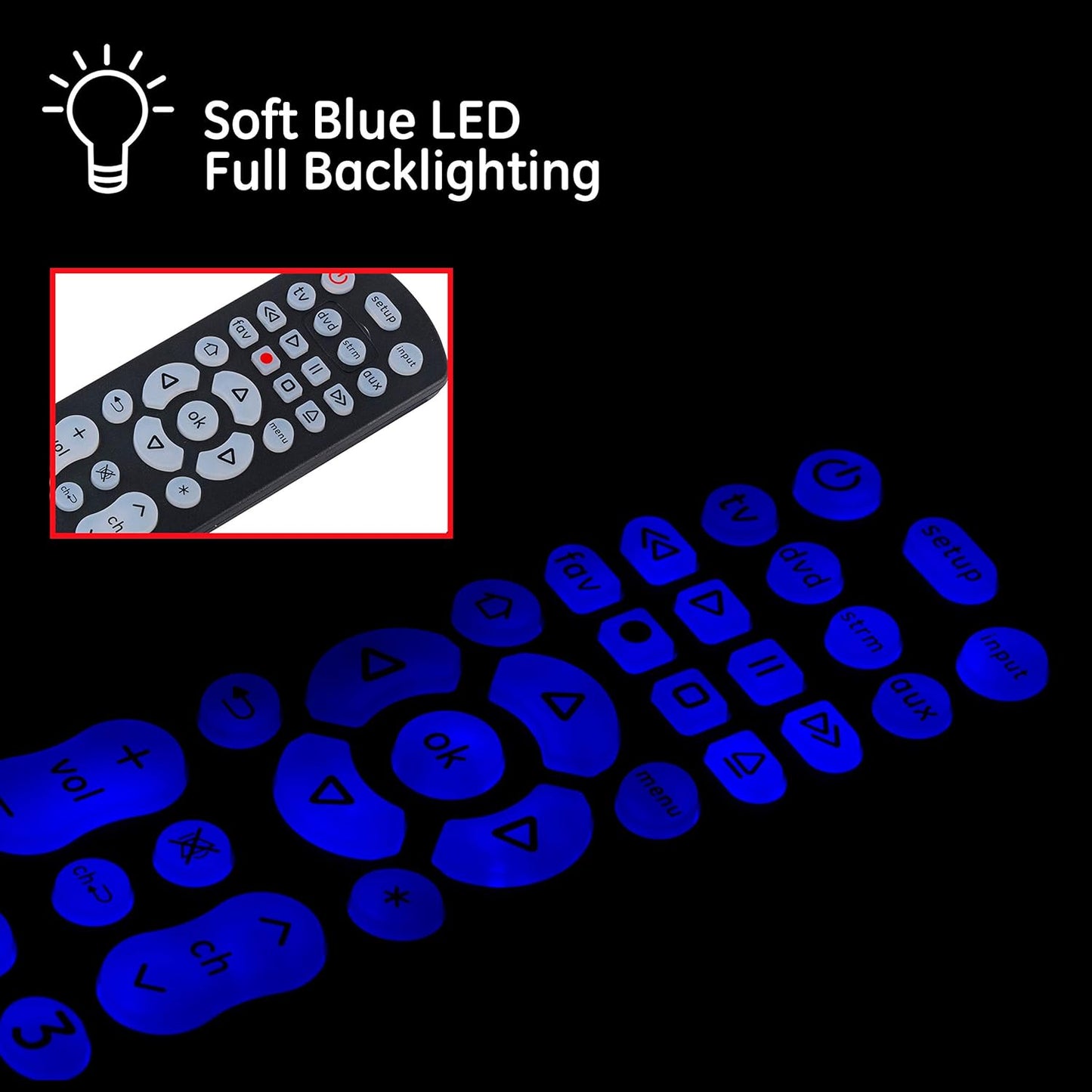 GE 40081 Universal Remote Control Backlit Buttons