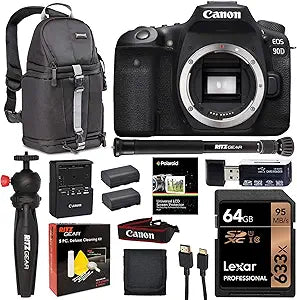 Canon 90D DSLR Camera Bundle Lexar 64GB