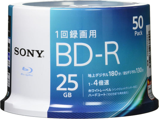 Sony 50BNR1VJPP4 Blu-ray Disc BD-R 4x 50-Sheet Pack