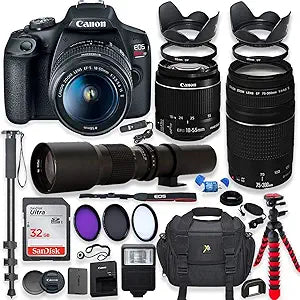 Canon T7 DSLR Camera with 18-55mm & 75-300mm Lens Bundle