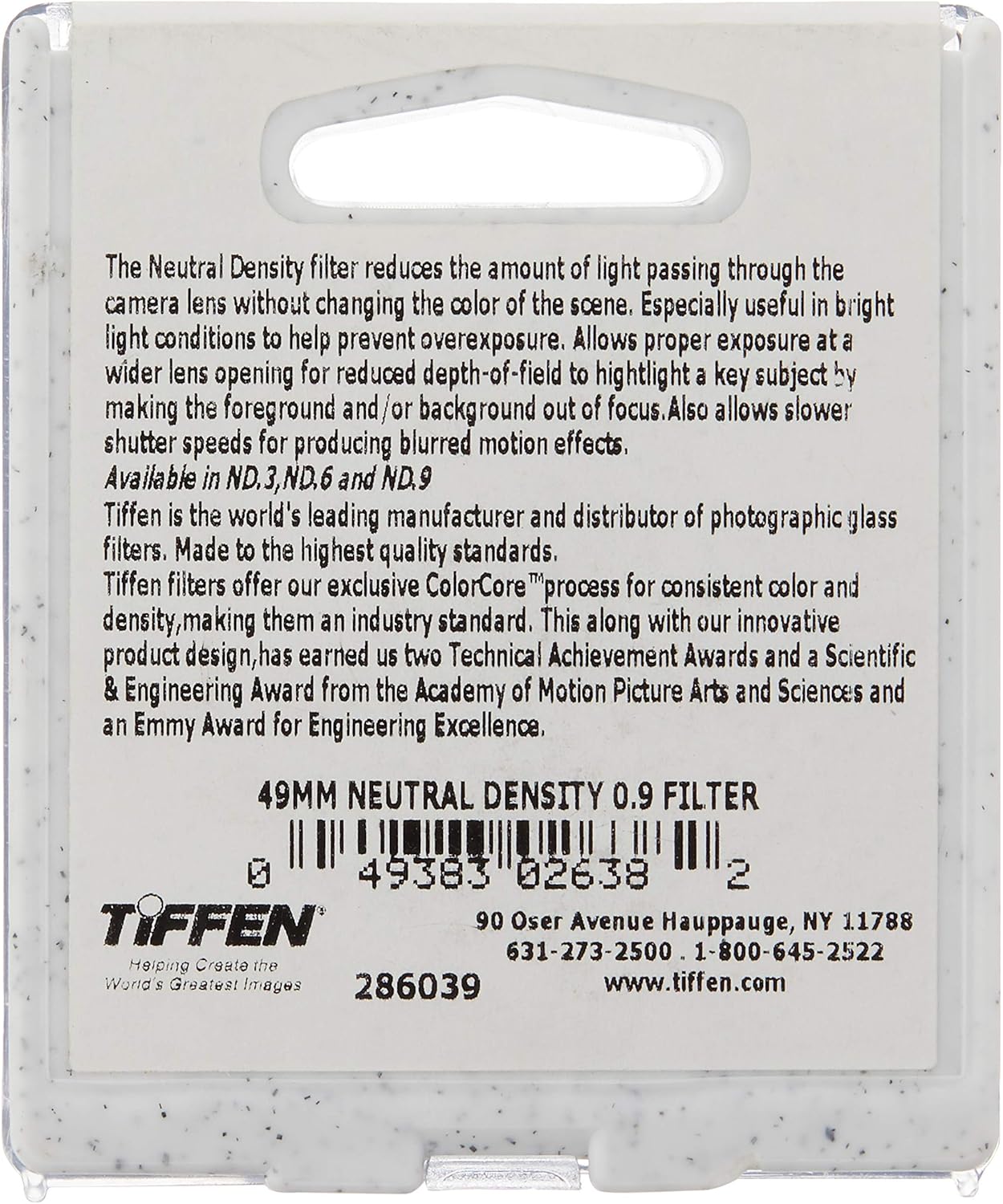 Tiffen 49ND9 49mm Neutral Density 0.9 Camera Lens Filter