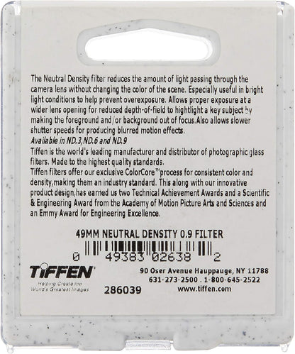 Tiffen 49ND9 49mm Neutral Density 0.9 Camera Lens Filter