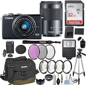 Canon M100 Mirrorless Camera 15-45mm & 55-200mm Bundle