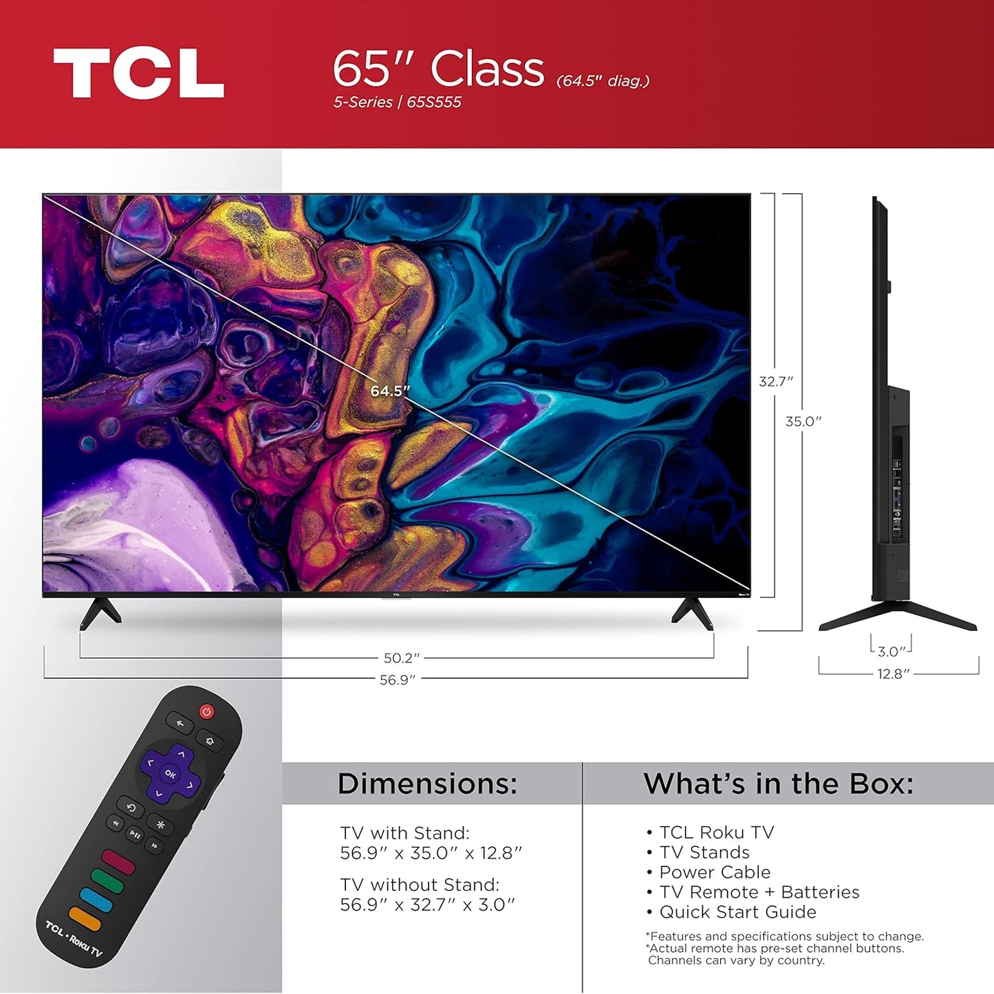 TCL 75S555 75-Inch 5-Series 4K QLED Roku TV
