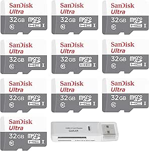 SanDisk SDSQUNR-032G 32GB Ultra MicroSD 10-Pack with Reader