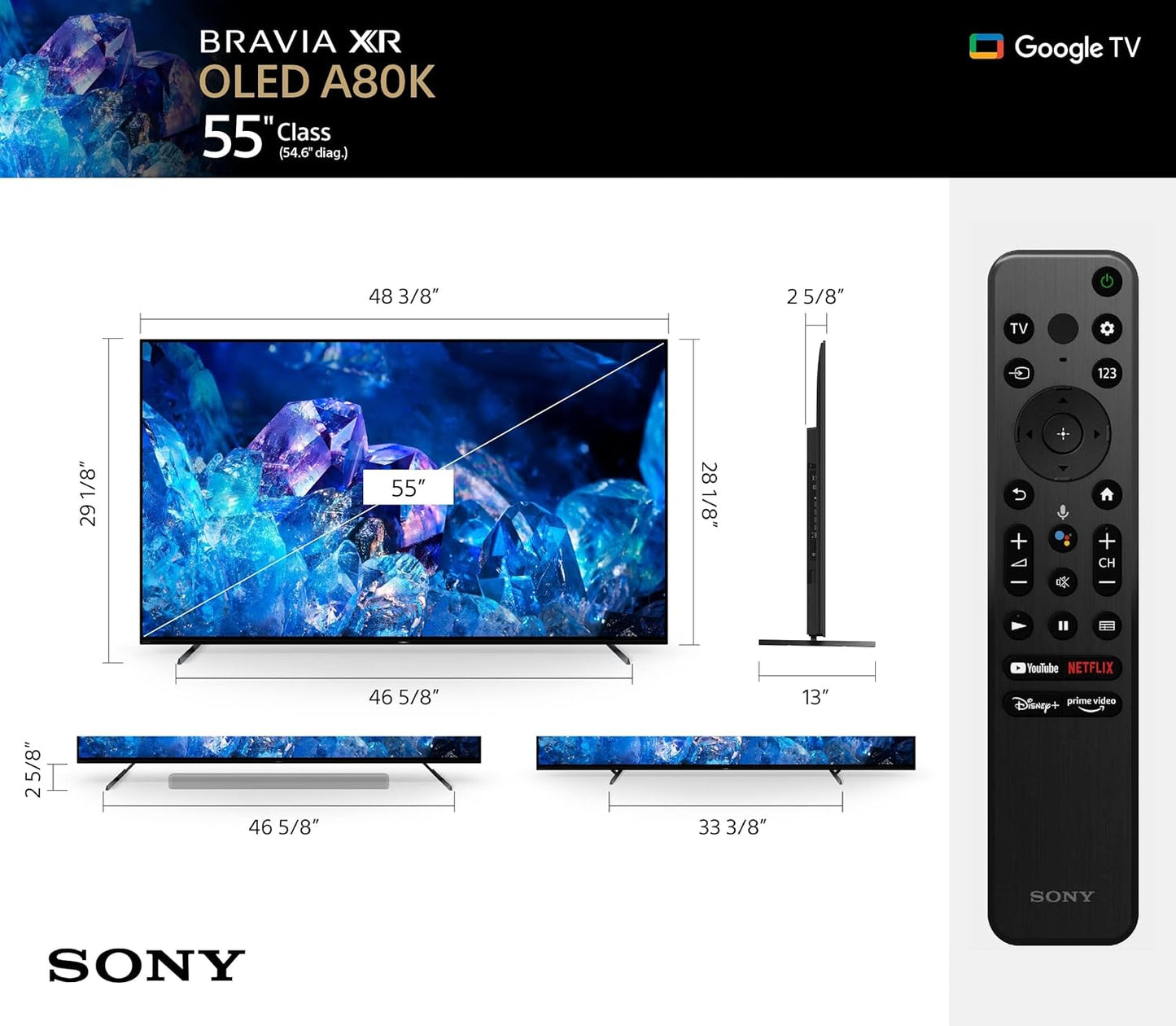 Sony XR55A80K 55" BRAVIA XR OLED 4K Google TV