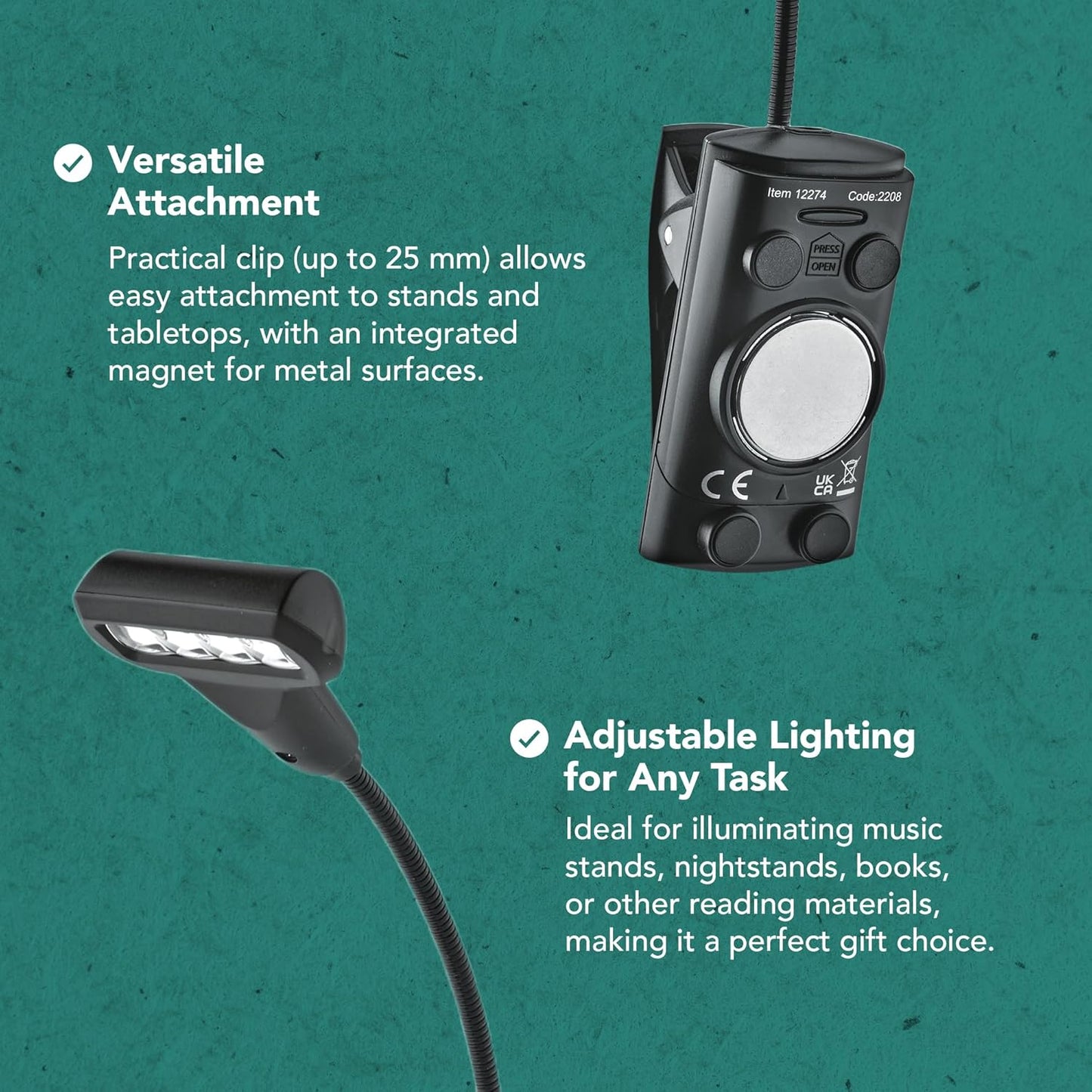 K&M 12274-BLACK 4 LED Music Stand Light - Black