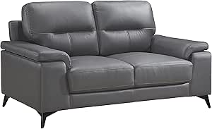 Lexicon 194840135449 Danica Leather Loveseat Dark Gray