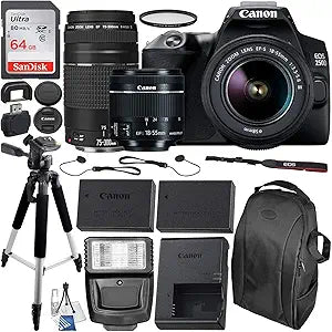 Canon 3454C006 EOS 250D Rebel SL3 Lens Bundle