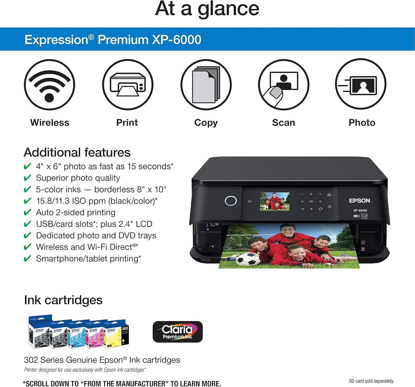 Epson XP-6000 Wireless Color Photo Printer