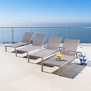 Misc Outdoor Aluminum Adjustable Chaise Lounge Set of 4