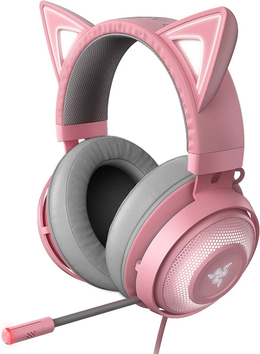 Razer RZ04-02980200-R3M1 Kraken Kitty RGB Gaming Headset, Pink