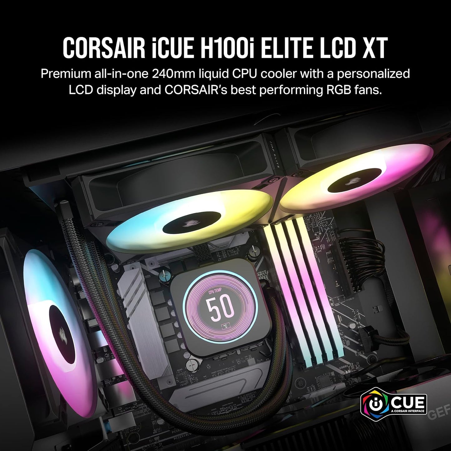 Corsair CW-9060074-WW iCUE H100i Elite LCD XT CPU Cooler