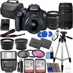 Canon EOS 2000D Rebel T7 DSLR Camera 18-55mm + 75-300mm Lens