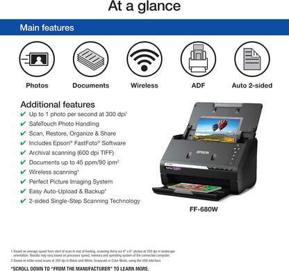 Epson FF-680W FastFoto Wireless Photo Scanner (Renewed)