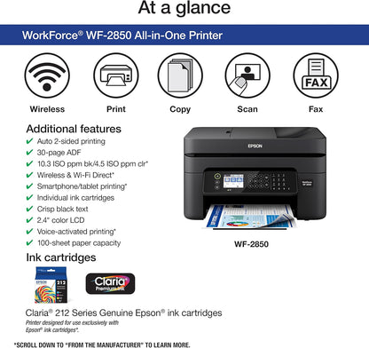 Epson C11CG31201 Workforce WF-2850 Wireless All-in-One Printer
