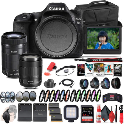 Canon 1263C006 EOS 80D DSLR 18-135mm Lens Bundle Renewed