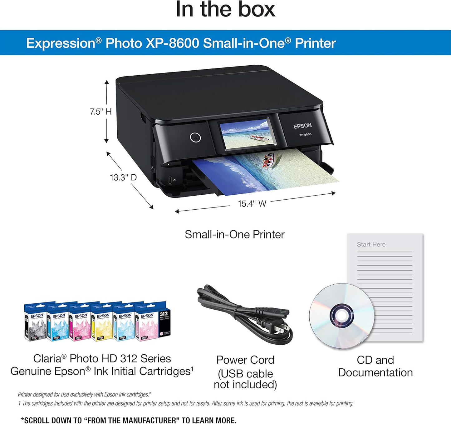 Epson C11CH47201 Expression Photo XP-8600 Wireless Printer