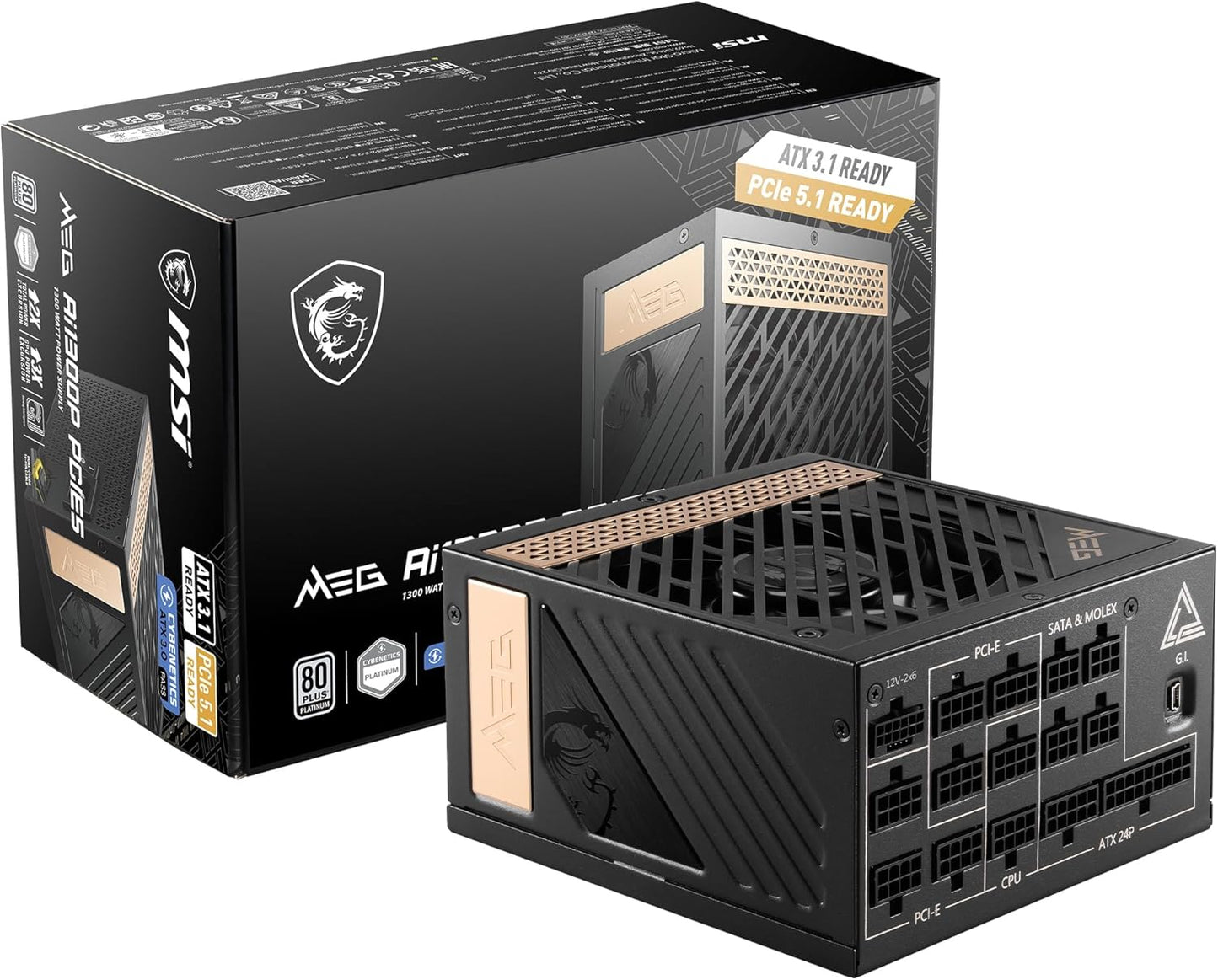 MSI MEGAI1300PPCIE5 1300W ATX 3.0 Gaming Power Supply