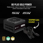 Corsair CP-9020263-NA RM850e 850W PSU - ATX 3.0, PCIe 5.0