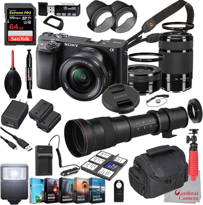 Sony ILCE-6400L/B Alpha a6400 Mirrorless Camera Lens Bundle