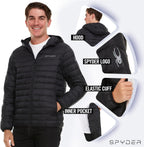Spyder Packable Puffer Jacket Men with Hood - Lightweight Winter
