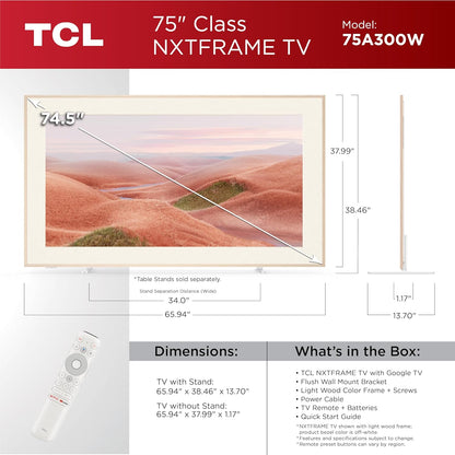 TCL 75A300W 75" QLED 4K Google TV - 2024 Model