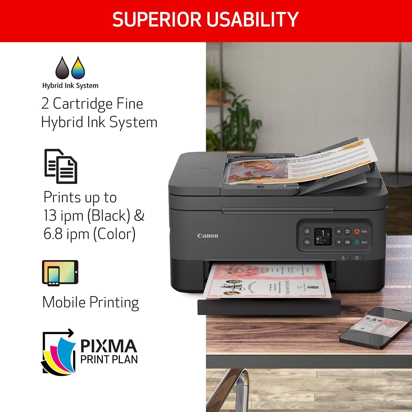 Canon 4460C052 PIXMA TR7020a Wireless All-in-One Printer
