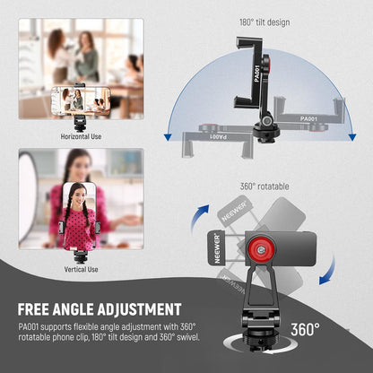 Neewer PA001 Metal Phone Tripod Mount with Cold Shoe