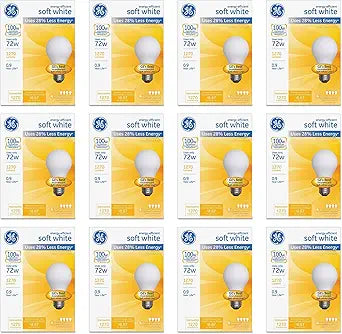 GE 66249 A19 Soft White Light Bulb 12-Pack