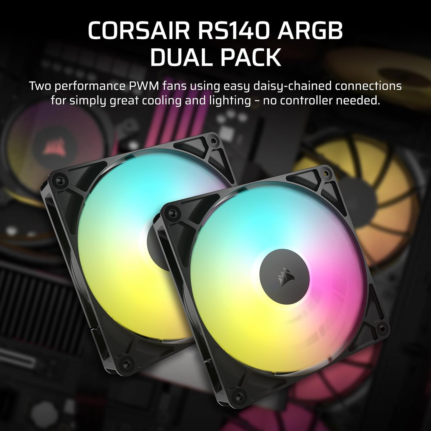 Corsair CO-9050183 RS140 ARGB PWM 140mm Fan Dual Pack