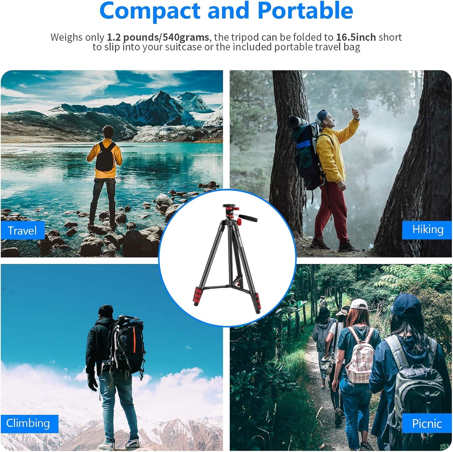 Neewer 10097867 54-Inch Travel Tripod Kit