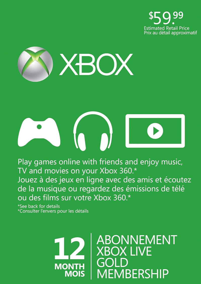 Microsoft 52M-00157 Xbox 360 Live 12 Months Gold — main product image