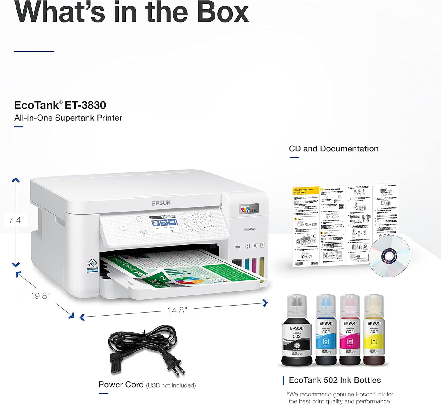 Epson ET-3830 EcoTank Wireless Color All-in-One Printer