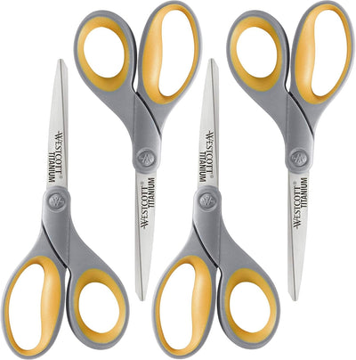 Westcott 17598 Titanium Bonded 8-Inch Scissors 4-Pack